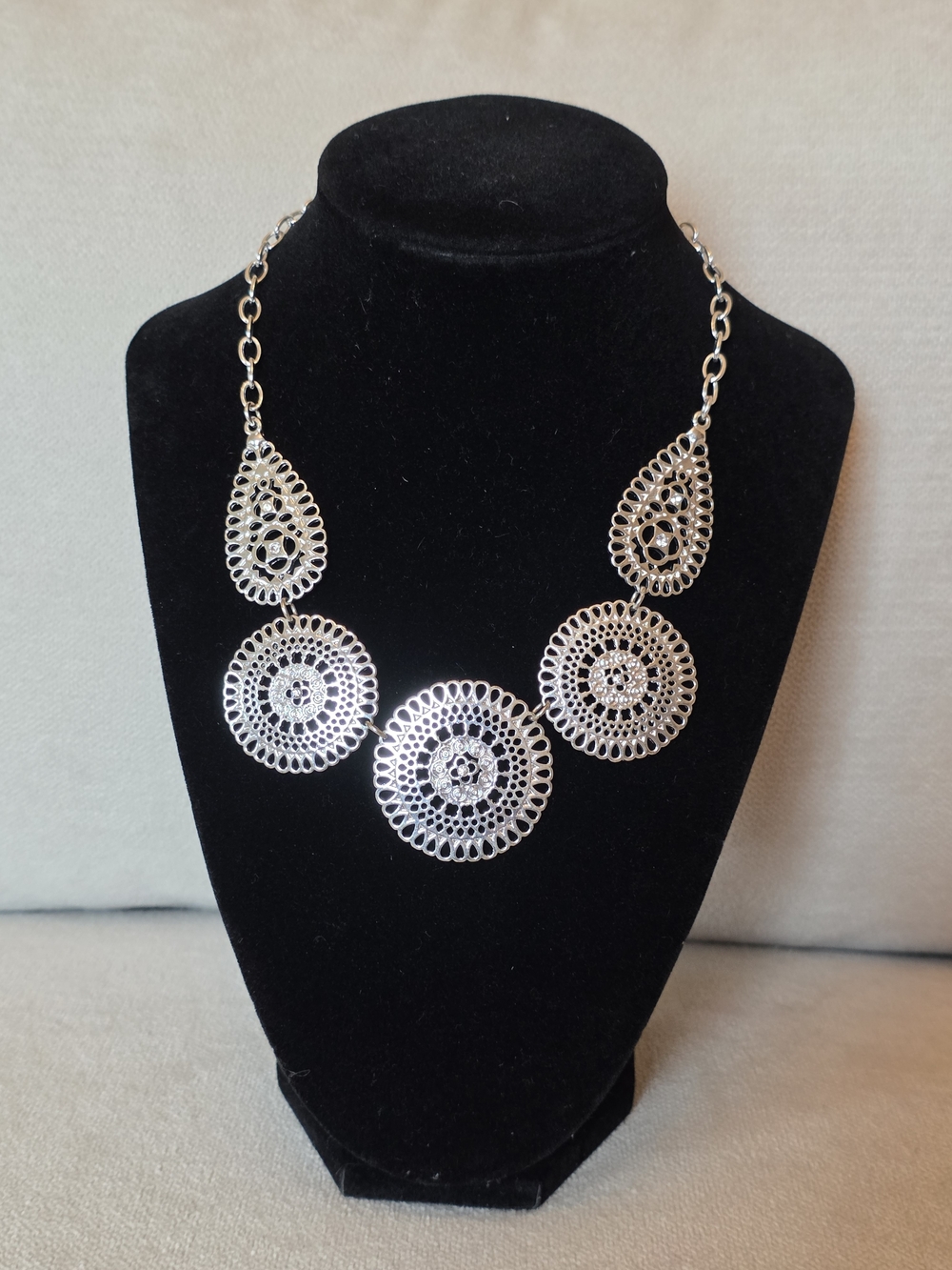 Silver Filigree Statement Necklace - Women's Jewelry
